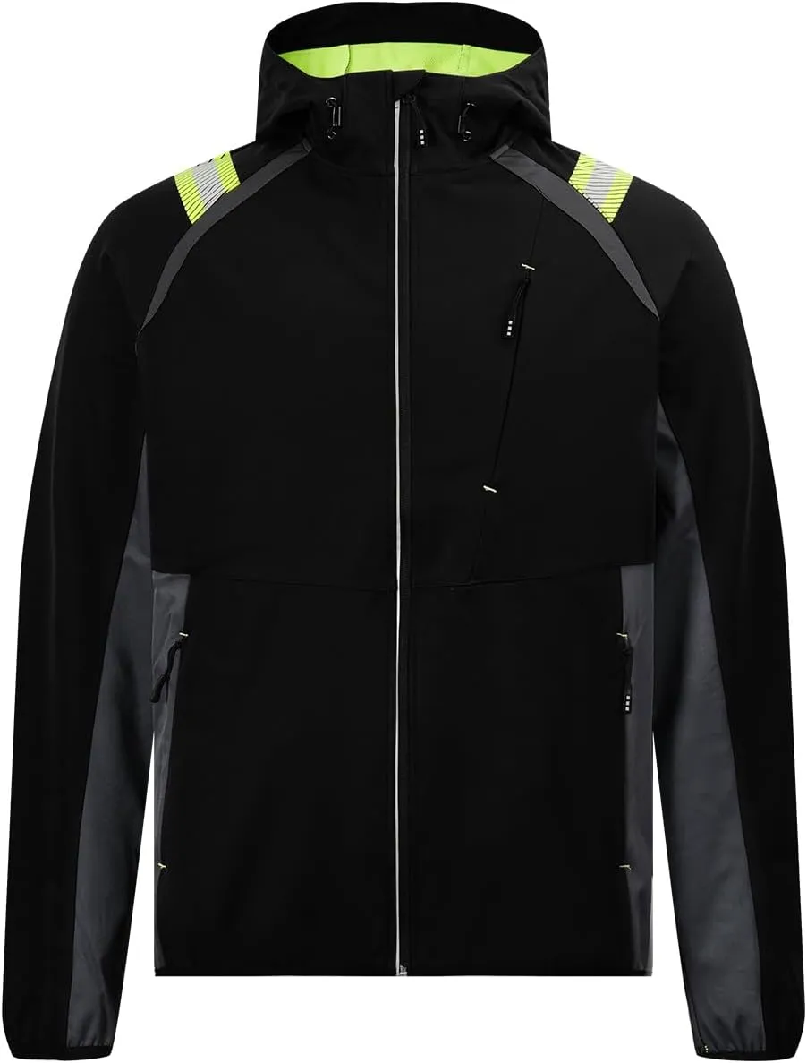 Mens Lightweight Jacket Soft Shell Windbreakers Water-resistant Hiking Safety Outerwear