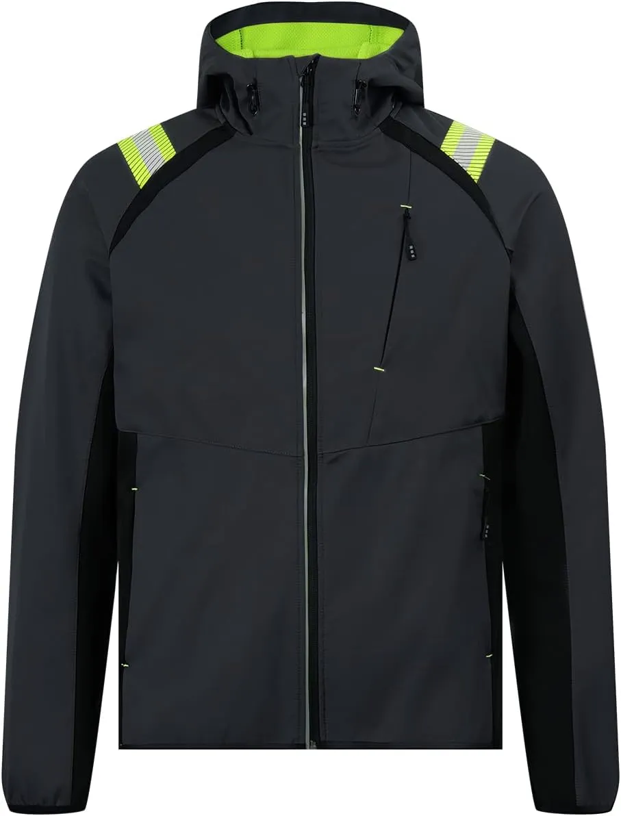 Mens Lightweight Jacket Soft Shell Windbreakers Water-resistant Hiking Safety Outerwear