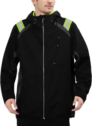Mens Lightweight Jacket Soft Shell Windbreakers Water-resistant Hiking Safety Outerwear