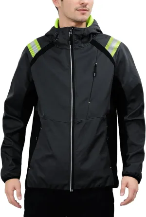 Mens Lightweight Jacket Soft Shell Windbreakers Water-resistant Hiking Safety Outerwear