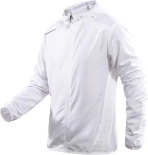 Men's Quick-Drying Jacket Lightweight Zip Ice Silk Sun Protection Hoodie Long Sleeve Sun Shirts Hiking Windbreaker