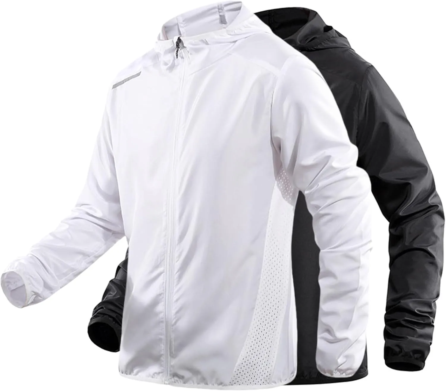 Men's Quick-Drying Jacket Lightweight Zip Ice Silk Sun Protection Hoodie Long Sleeve Sun Shirts Hiking Windbreaker