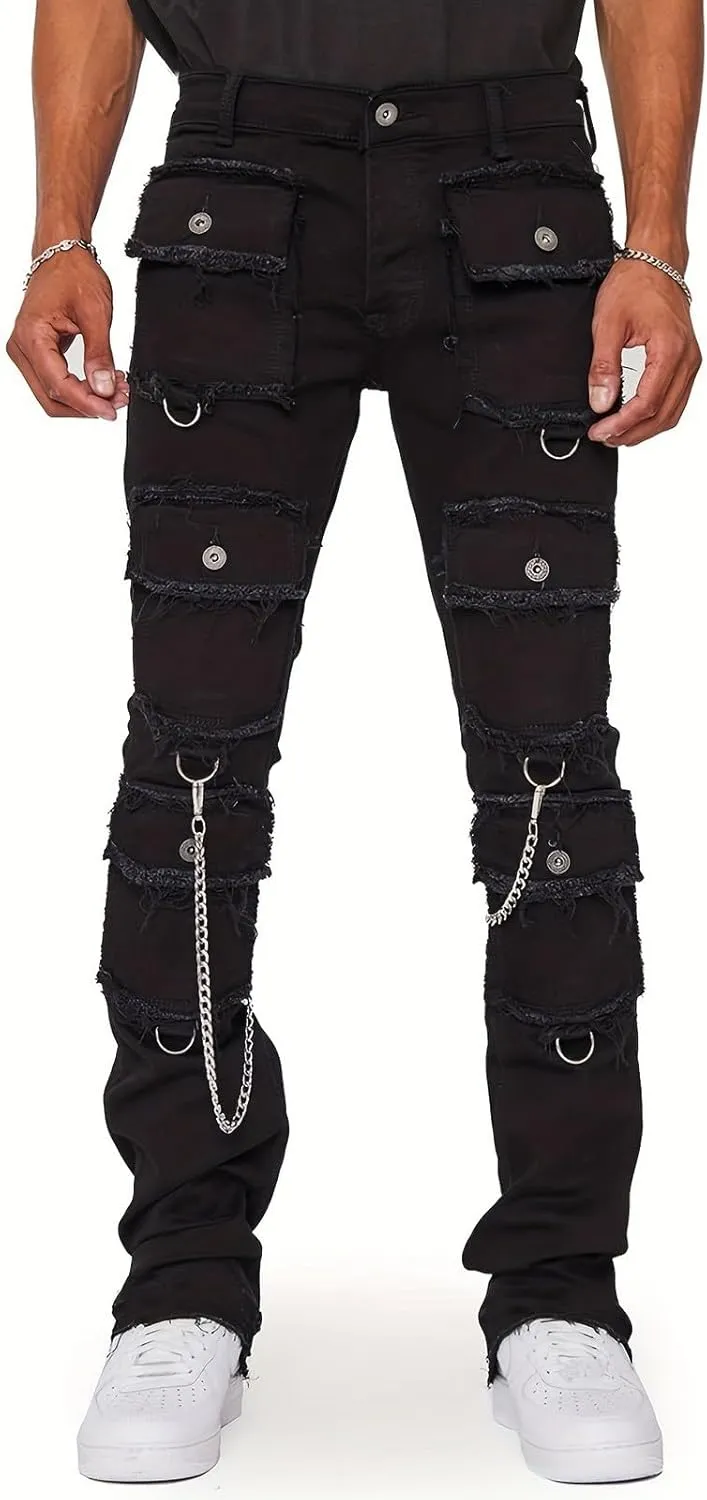 Men's Regular Fit Comfort Jean Workwear Jeans Straight Pants Washed Old Loose Fashion Casual Jeans Cut Jeans for Man