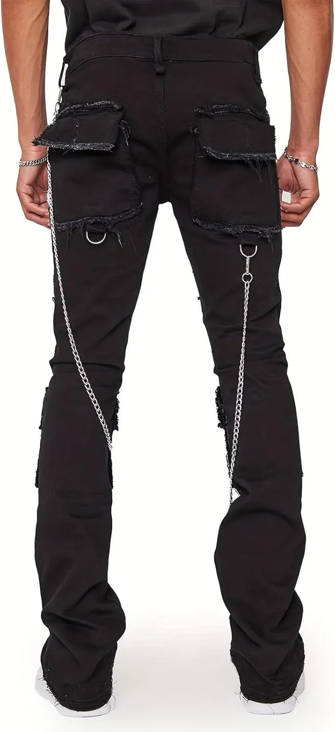 Men's Regular Fit Comfort Jean Workwear Jeans Straight Pants Washed Old Loose Fashion Casual Jeans Cut Jeans for Man