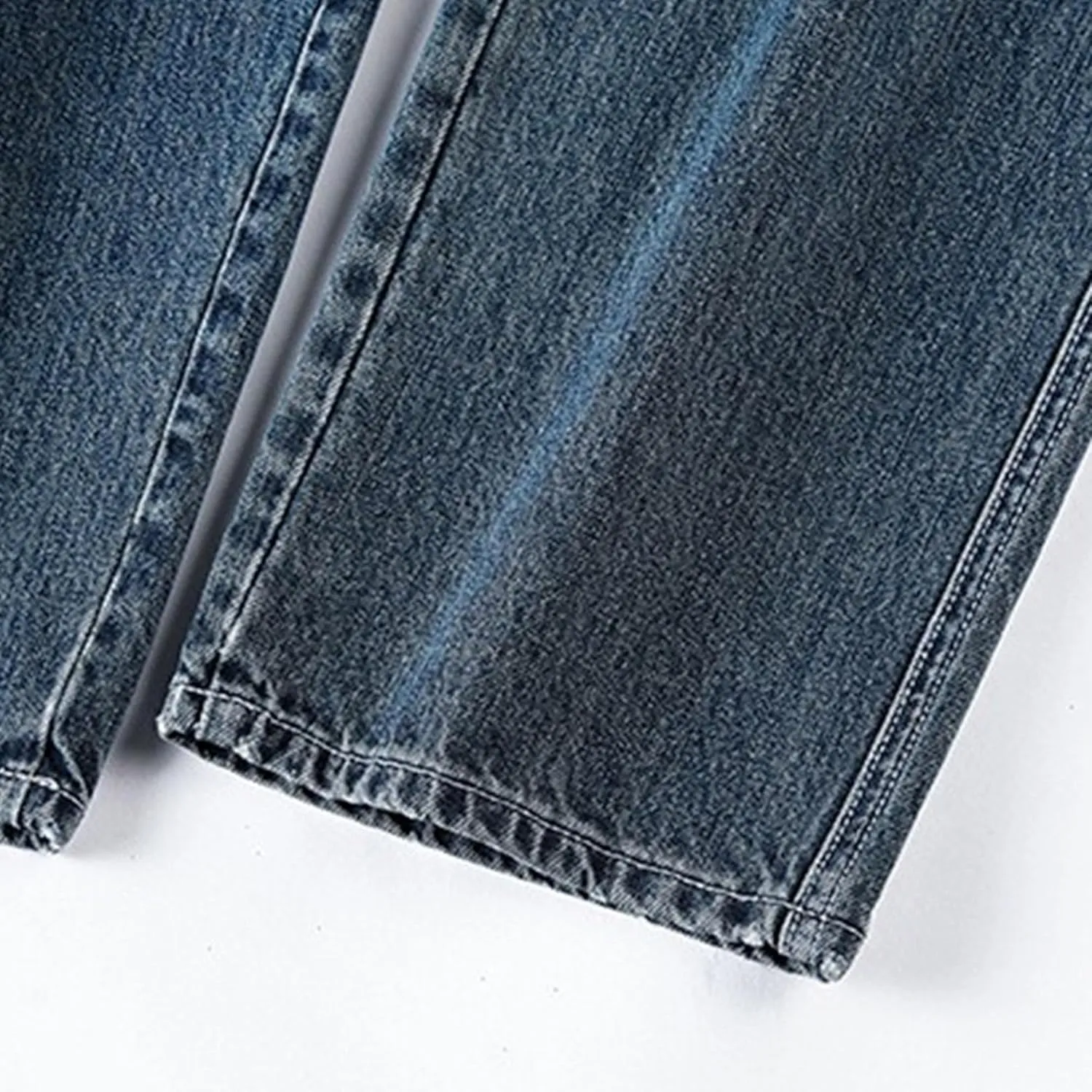 Men's Relaxed Fit Street Retro Jeans Washed Distressed Straight Leg Jeans Simple Casual Jeans Streetwear