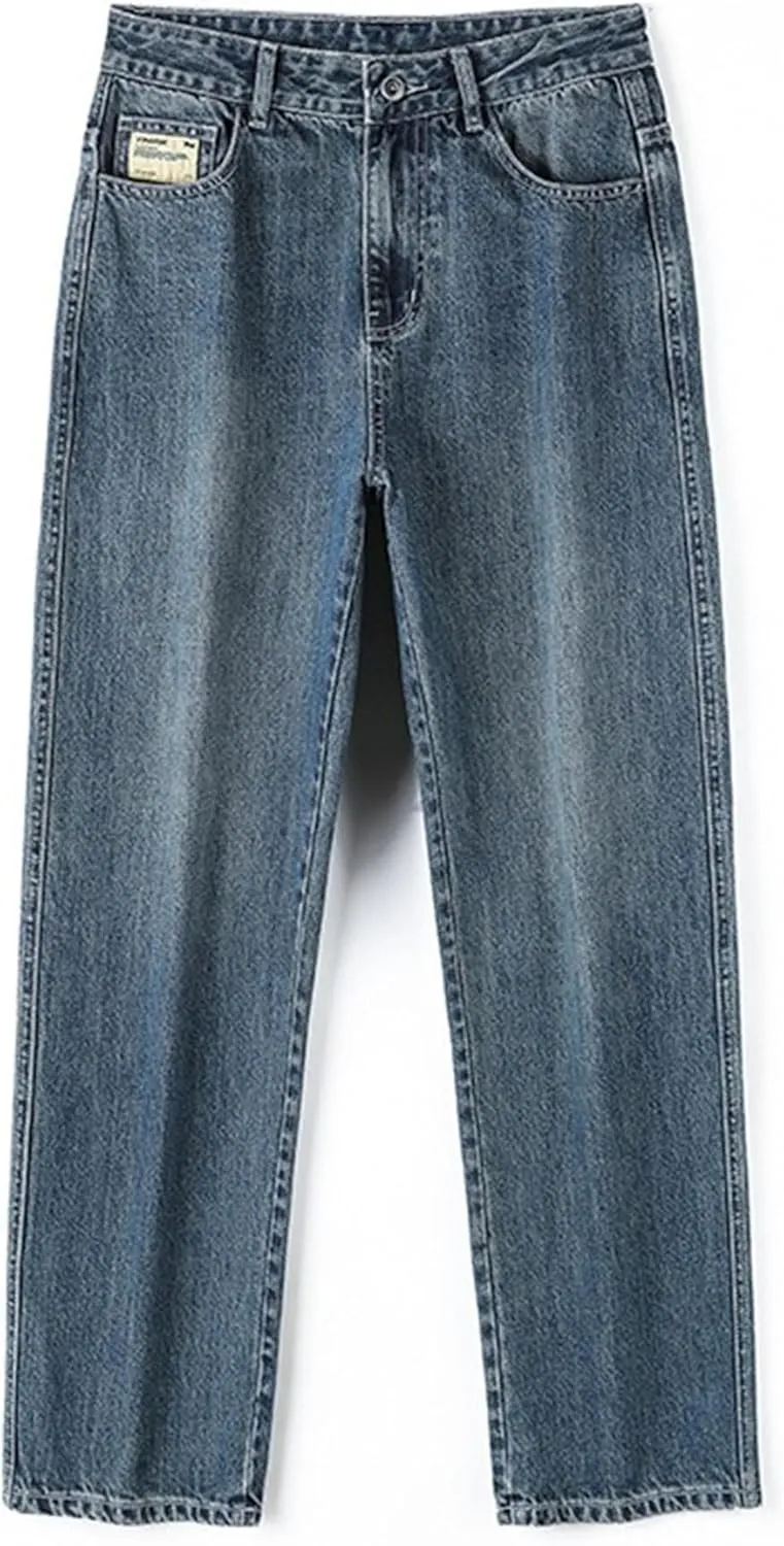 Men's Relaxed Fit Street Retro Jeans Washed Distressed Straight Leg Jeans Simple Casual Jeans Streetwear