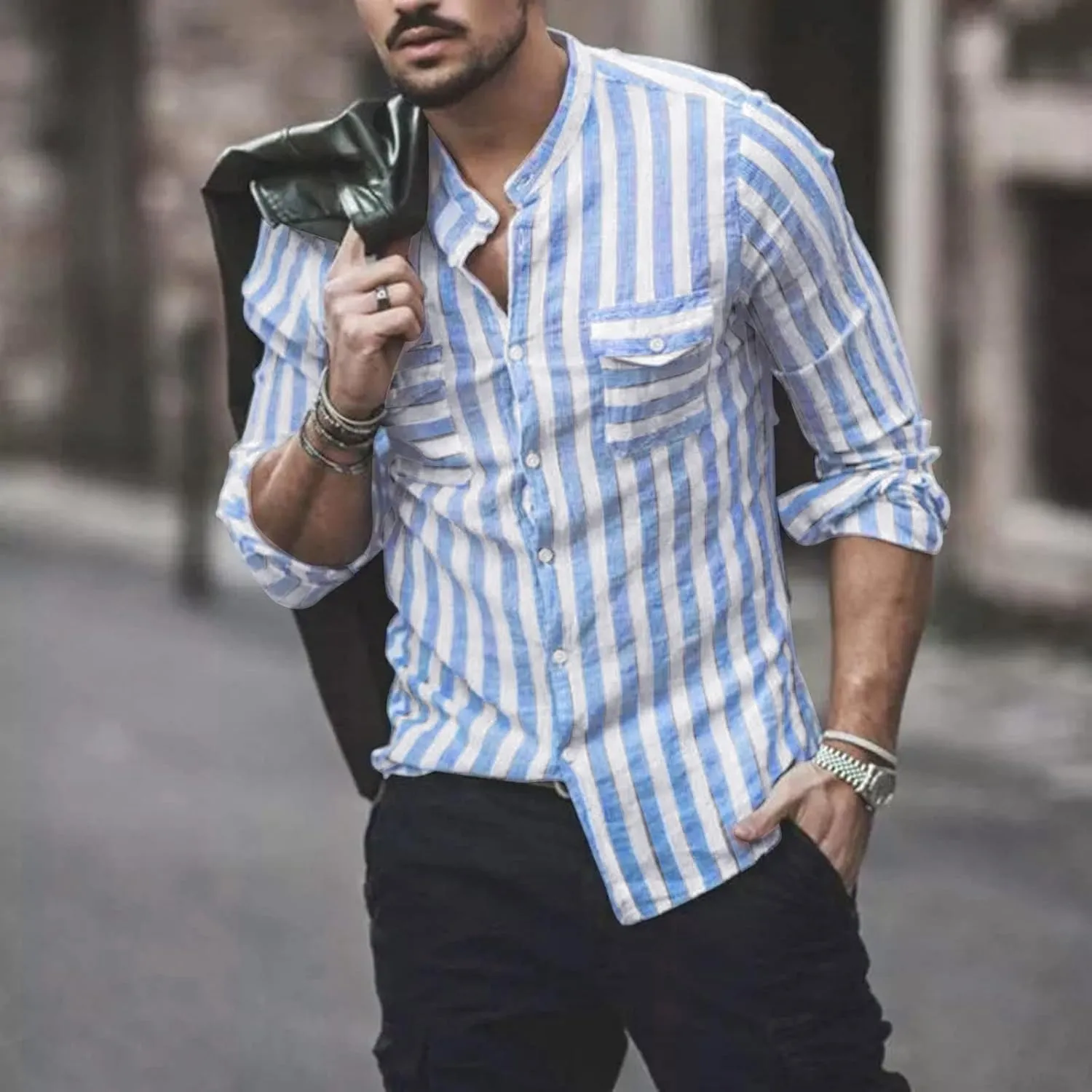 Mens Shirts Men's Casual Fashion Long Sleeve Dress Shirt Button Down Shirts Regular-Fit Slim-fit Work Shirt