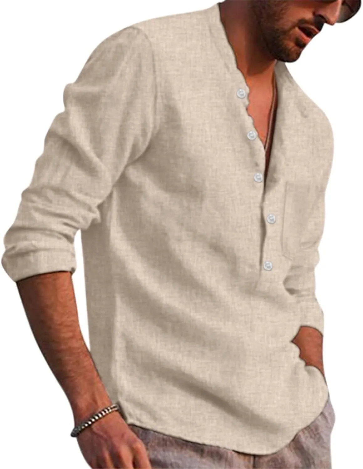 Mens Shirts Men'shirts Regular-Fit STwo-Pocket Flannel Shirt Wrinkle Resistant Button Front Shirt Pullover Top