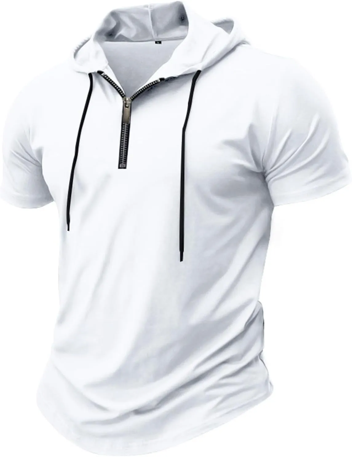 Mens Short Sleeve Shirts Workout Performance Quarter Zip Pullover Hoodies Casual Quick Dry Gym Athletic Hooded Shirts