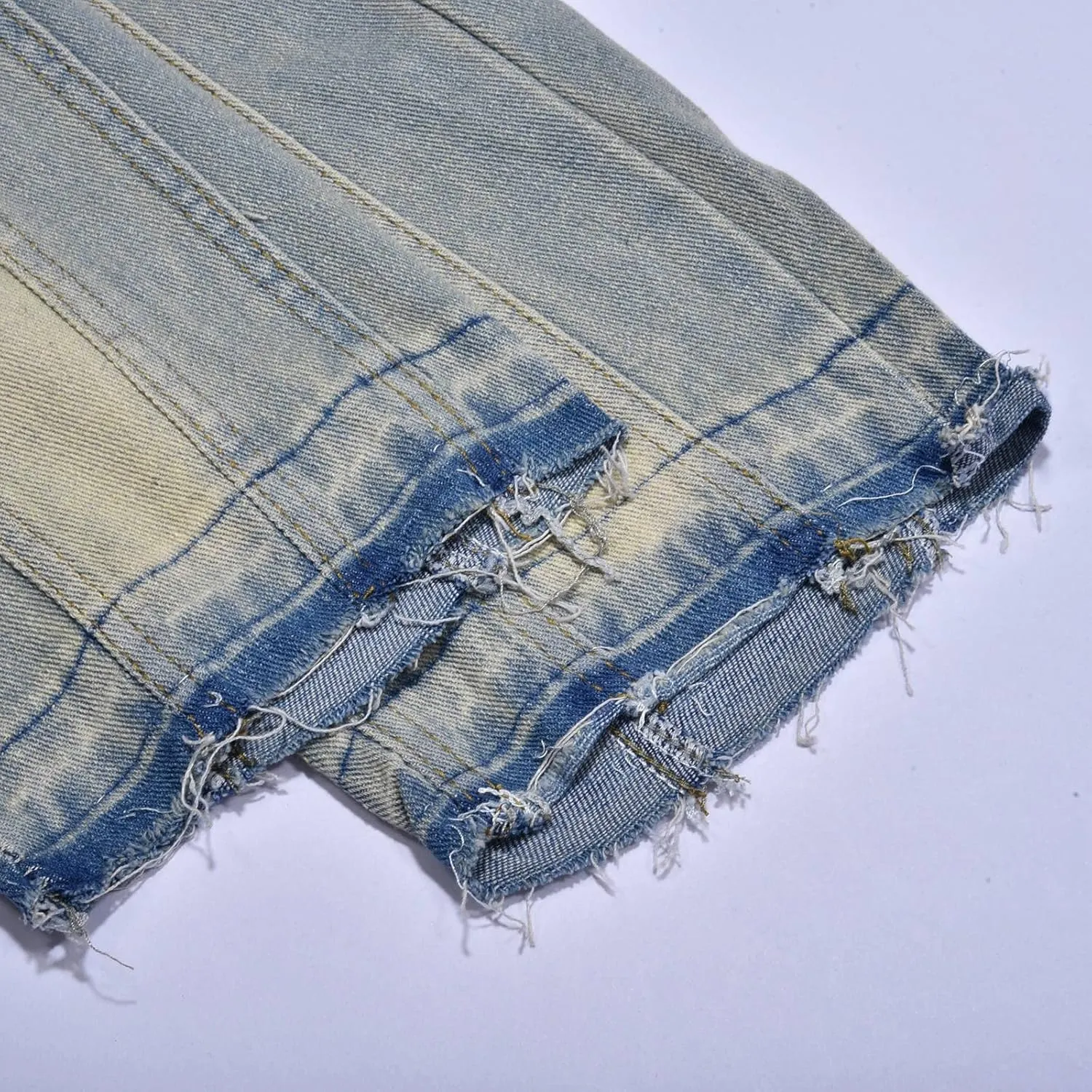 Mens Slim Fit Boot Cut Jeans Denim Straight Leg Relaxed Fit Jeans for Men Washed Old Loose Fashion Casual Jeans Mens