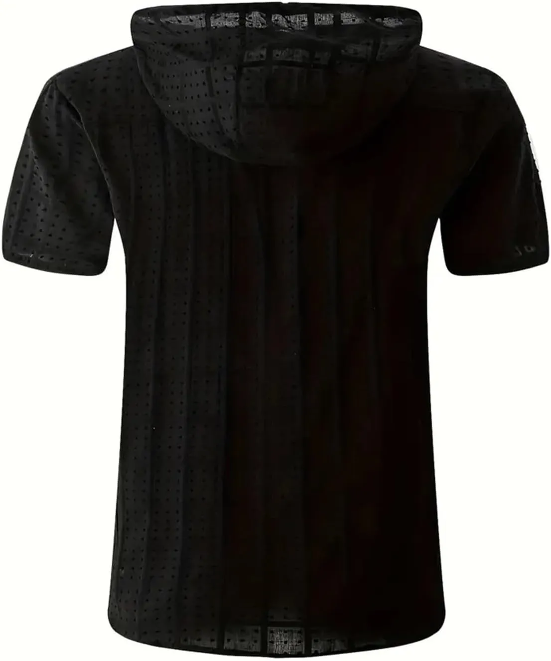 Mens Slim Fit Shirts Short Sleeve Hoodie Full Zip Swiss Dot Drawstring Hooded Cardigan Tops Summer Casual Beach T Shirts