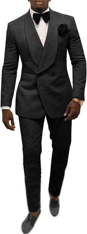 Mens Suit Jacquard Groom Tuxedos Shawl Lapel Suits Slim Fit 2 Pieces Two Buttons Jacket