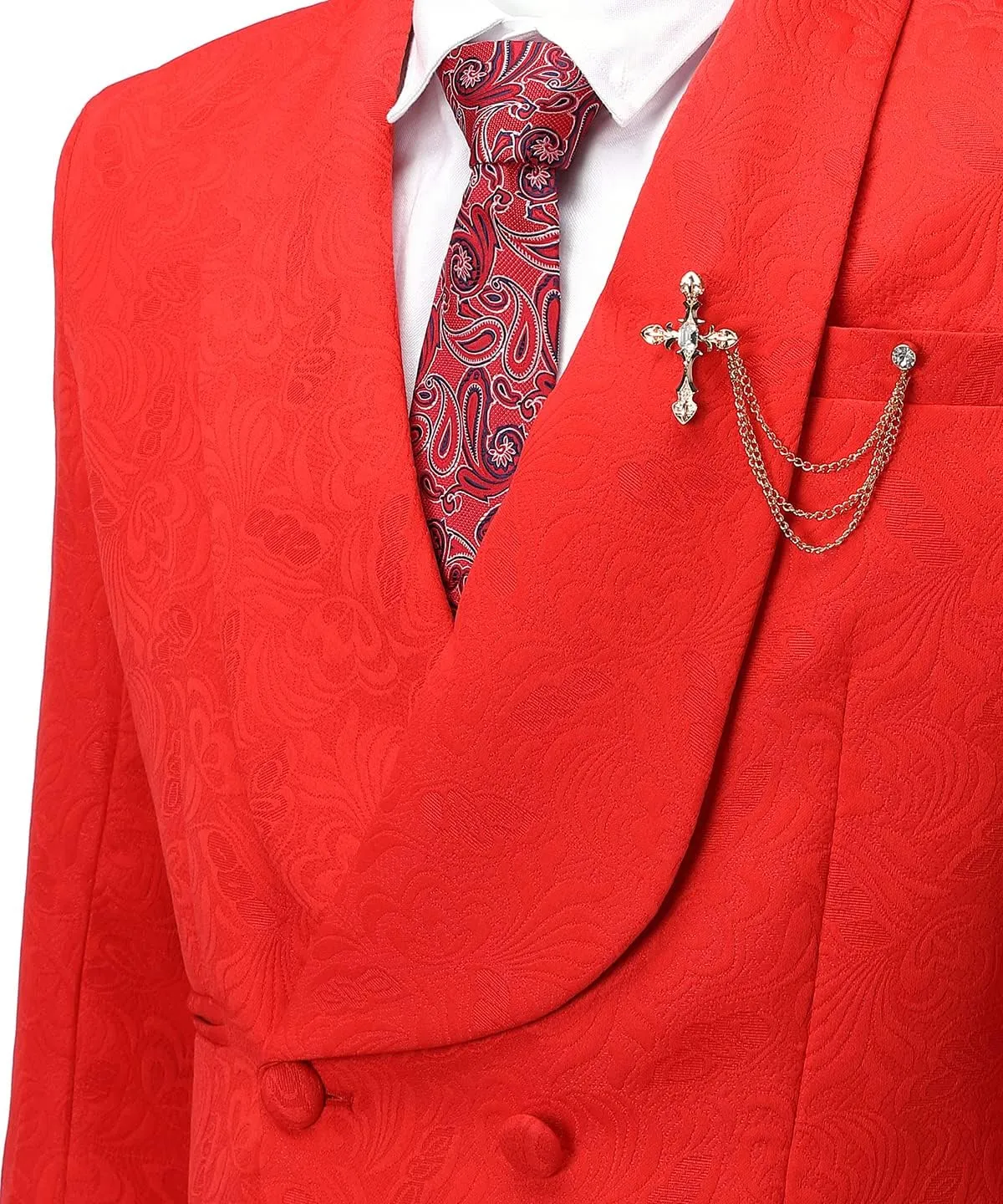 Mens Suit Jacquard Groom Tuxedos Shawl Lapel Suits Slim Fit 2 Pieces Two Buttons Jacket
