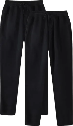 Mens Sweatpants 2 Pack Joggers Open-Bottom Casual Fleece Lined Elastic Waist Drawstring Workout Pants with Pockets