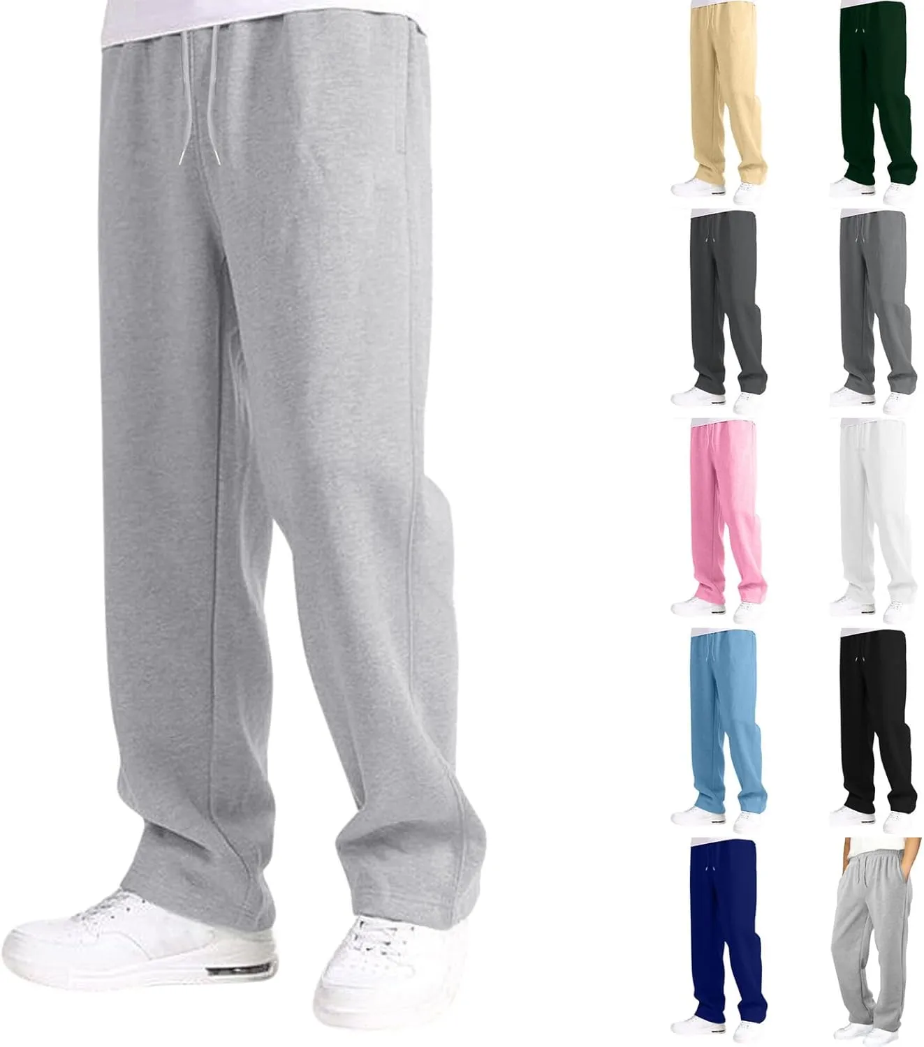 Mens Sweatpants Open Bottom Sweatpants for Men Loose Fit Men's Cotton Sweatpants Athletic Lounge Pants with Pockets 2024