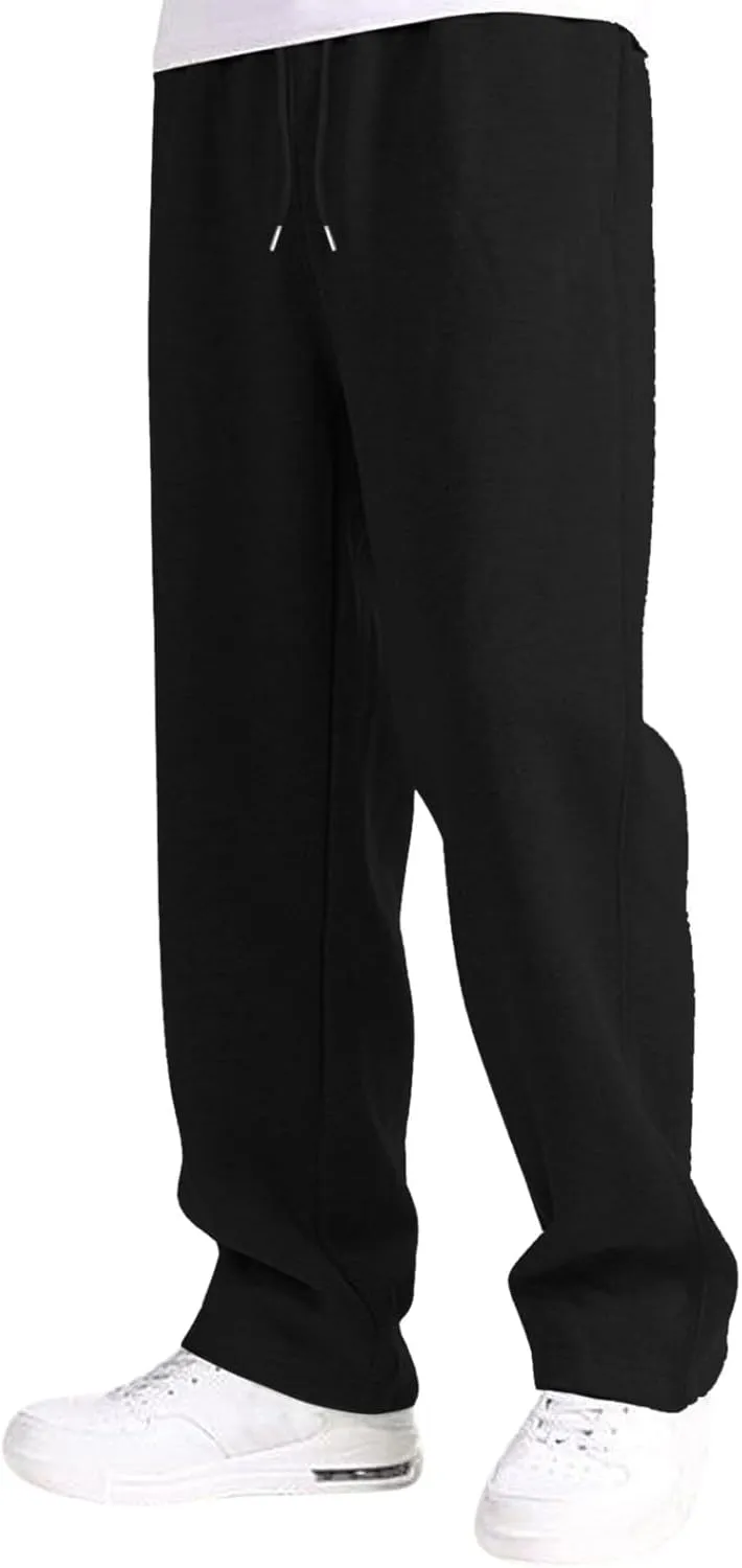 Mens Sweatpants Open Bottom Sweatpants for Men Loose Fit Men's Cotton Sweatpants Athletic Lounge Pants with Pockets 2024