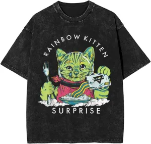 Men's Vintage Oversized T Shirt Cotton Graphic Short Sleeve Crew Neck Tees Black