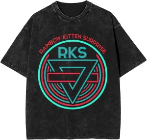 Men's Vintage Oversized T Shirt Cotton Graphic Short Sleeve Crew Neck Tees Black