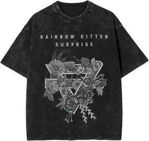 Men's Vintage Oversized T Shirt Cotton Graphic Short Sleeve Crew Neck Tees Black