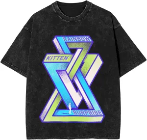 Men's Vintage Oversized T Shirt Cotton Graphic Short Sleeve Crew Neck Tees Black