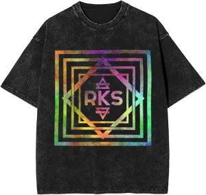 Men's Vintage Oversized T Shirt Cotton Graphic Short Sleeve Crew Neck Tees Black