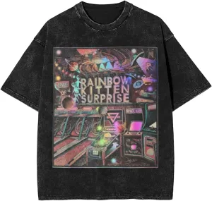 Men's Vintage Oversized T Shirt Cotton Graphic Short Sleeve Crew Neck Tees Black