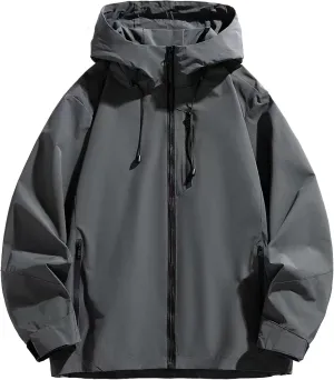Men's Windbreaker Jacket Lightweight Water-Resistant Windbreakers Outdoor Waterproof Hooded Classic Cycling