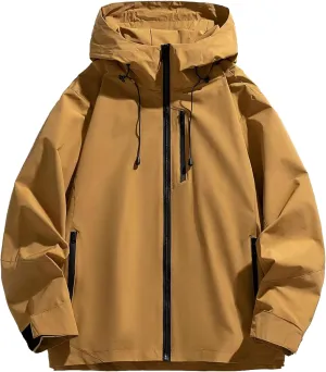 Men's Windbreaker Jacket Lightweight Water-Resistant Windbreakers Outdoor Waterproof Hooded Classic Cycling