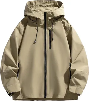 Men's Windbreaker Jacket Lightweight Water-Resistant Windbreakers Outdoor Waterproof Hooded Classic Cycling