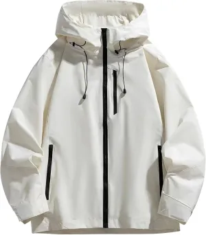 Men's Windbreaker Jacket Lightweight Water-Resistant Windbreakers Outdoor Waterproof Hooded Classic Cycling