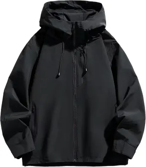 Men's Windbreaker Jacket Lightweight Water-Resistant Windbreakers Outdoor Waterproof Hooded Classic Cycling