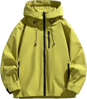 Men's Windbreaker Jacket Lightweight Water-Resistant Windbreakers Outdoor Waterproof Hooded Classic Cycling