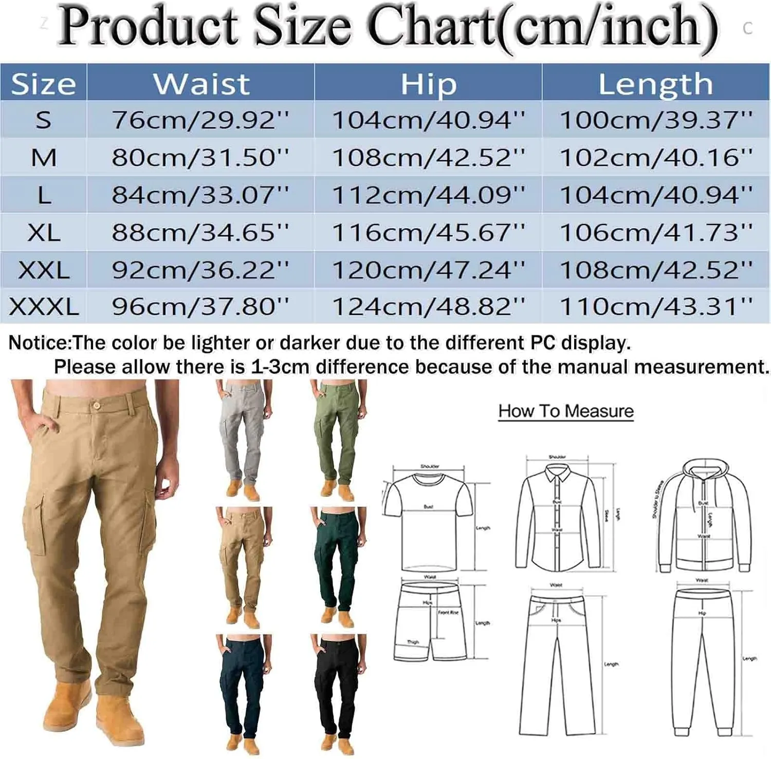 Men's Workout Athletic Golf Jogging Pants with Pockets Elastic Waist Button Lightweight Running Hiking Pants for Men