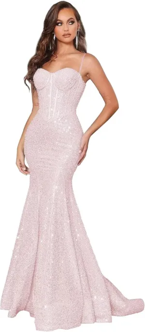 Mermaid Prom Dresses for Women 2025 Sparkly Sequin Long Spaghetti Straps Formal Evening Party Gowns