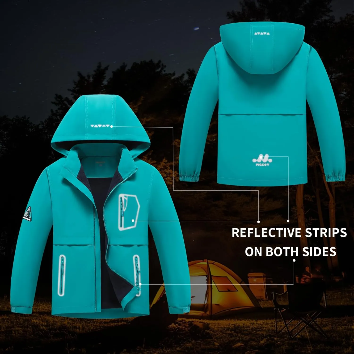 MGEOY Boys Girls Rain Jacket Lightweight Waterproof Hooded Fleece Lined Raincoat Windbreakers for Kids