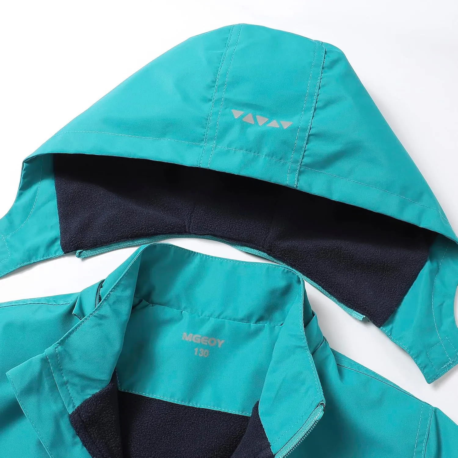 MGEOY Boys Girls Rain Jacket Lightweight Waterproof Hooded Fleece Lined Raincoat Windbreakers for Kids