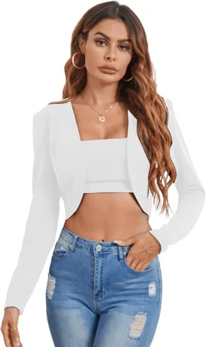 Milumia Business Casual Blazers for Women Open Front Crop Lightweight Jacket Shrug Outwear