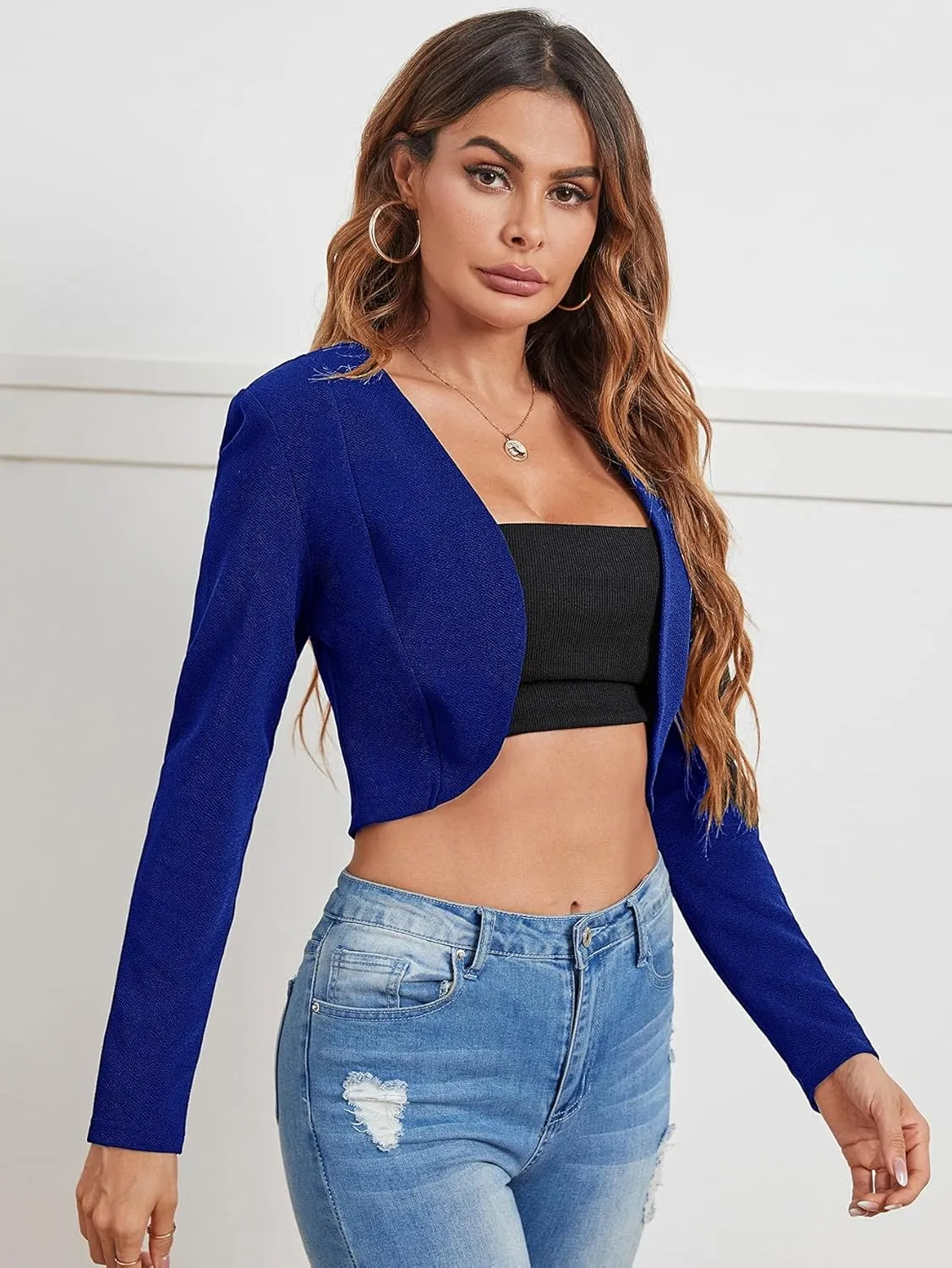 Milumia Business Casual Blazers for Women Open Front Crop Lightweight Jacket Shrug Outwear