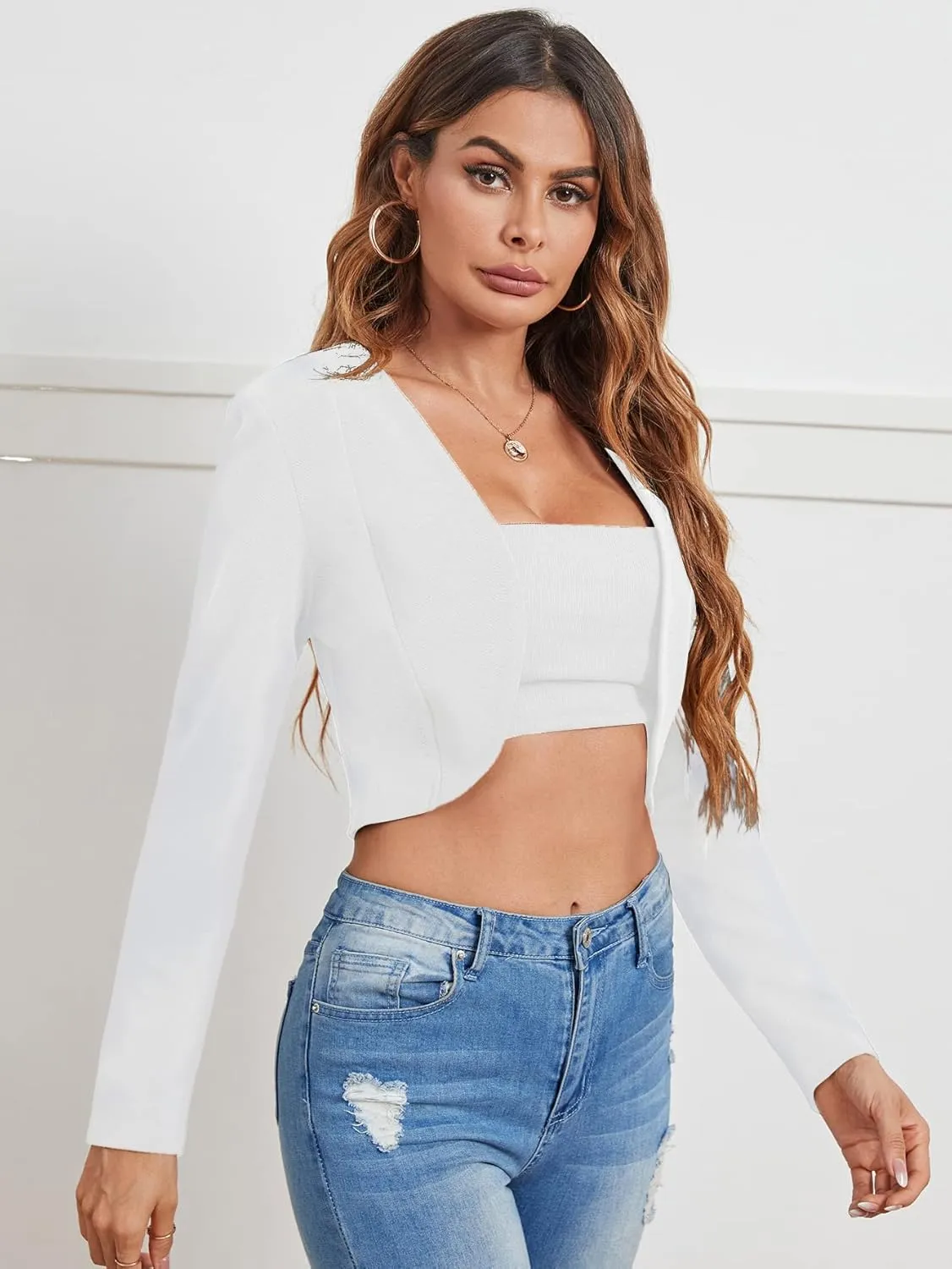 Milumia Business Casual Blazers for Women Open Front Crop Lightweight Jacket Shrug Outwear