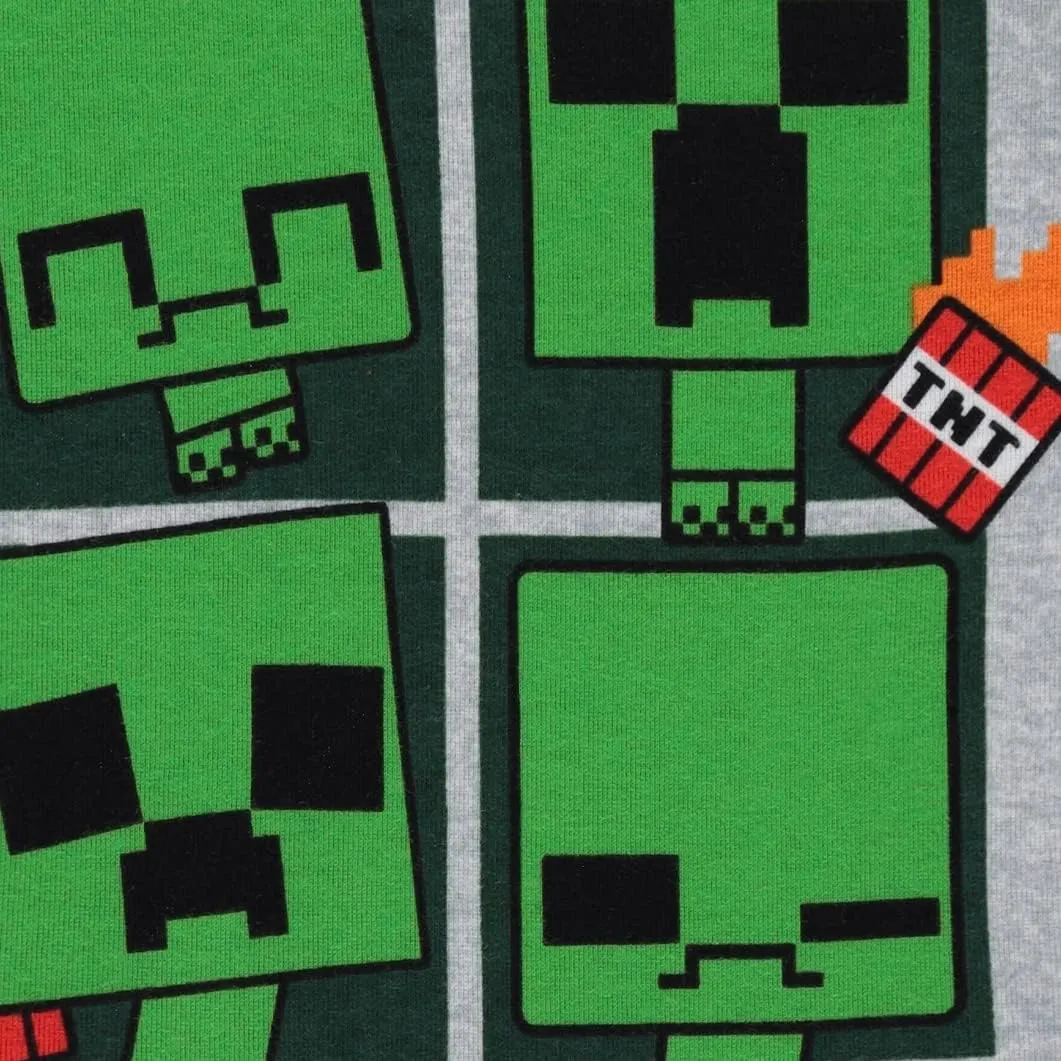Minecraft Mojang Boys Pajamas Set - 4 Piece Short Sleeve Pajamas Set Creeper Pajamas