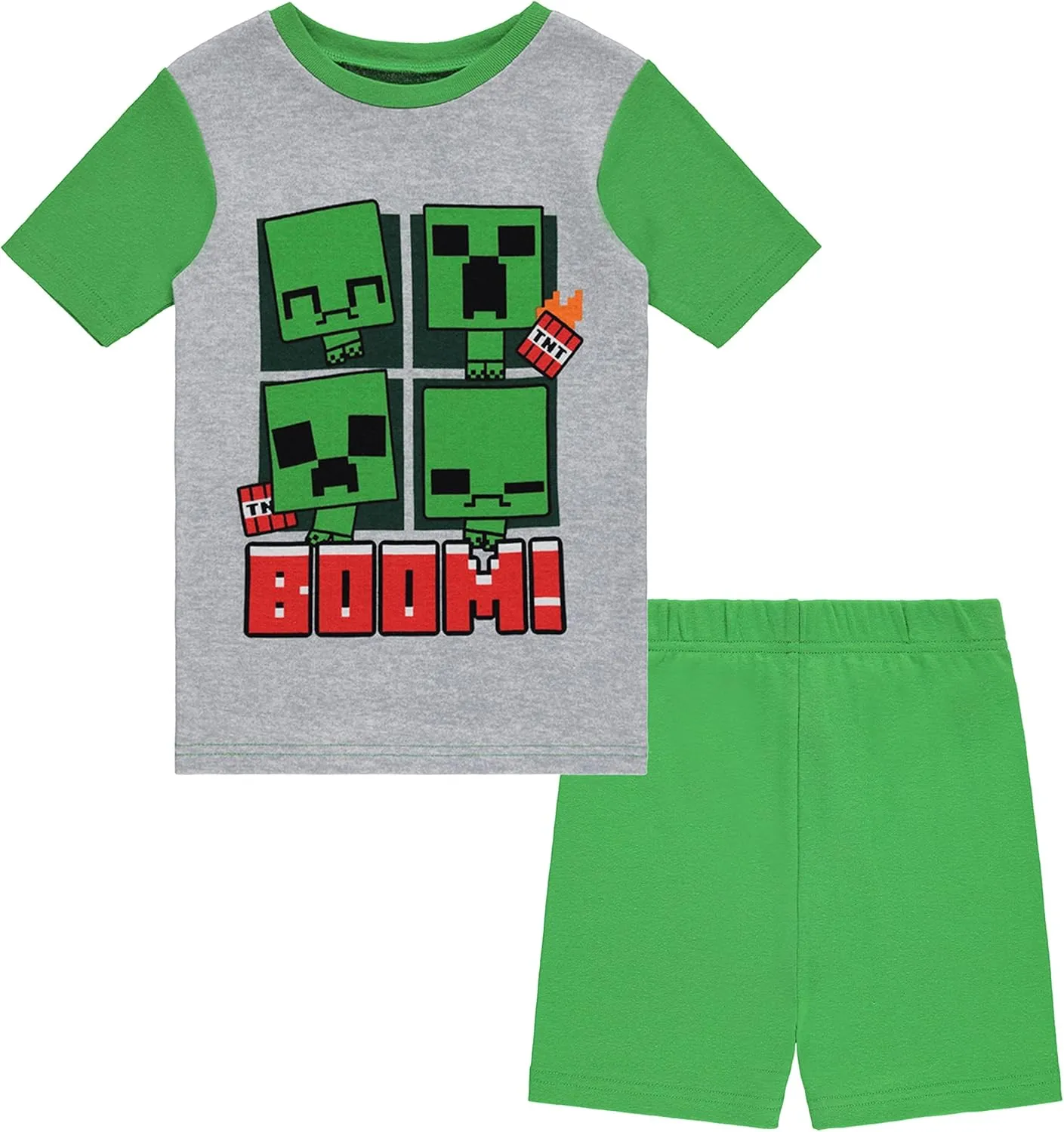 Minecraft Mojang Boys Pajamas Set - 4 Piece Short Sleeve Pajamas Set Creeper Pajamas