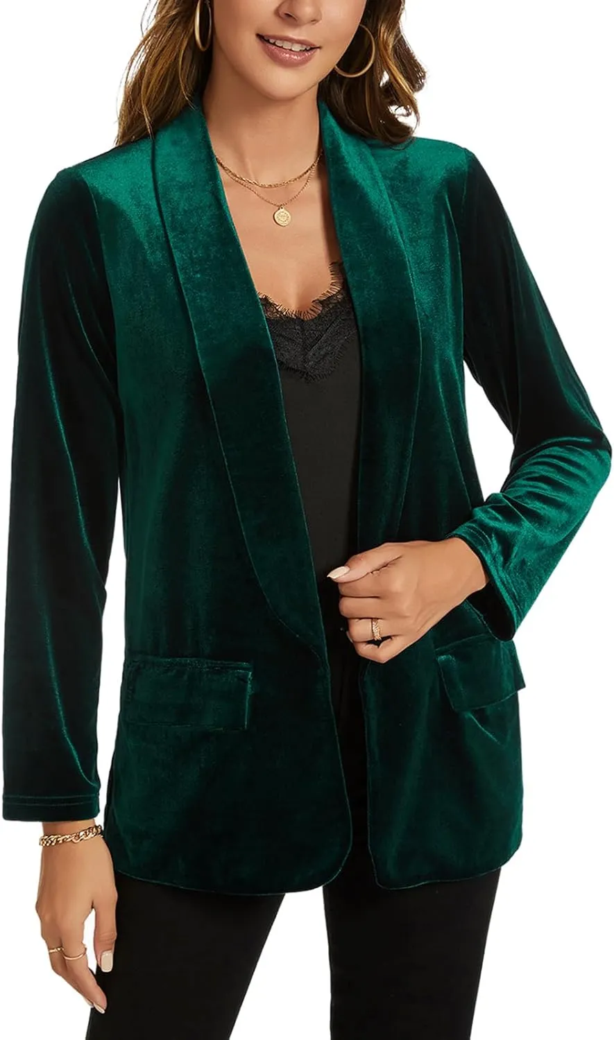 MINTLIMIT Women Velvet Blazer Jackets Long Sleeve Business Suit Lapel Open Front Casual Blazers with Pockets