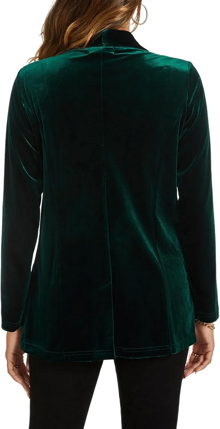 MINTLIMIT Women Velvet Blazer Jackets Long Sleeve Business Suit Lapel Open Front Casual Blazers with Pockets