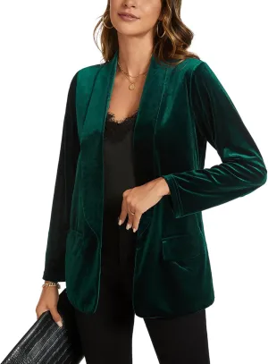 MINTLIMIT Women Velvet Blazer Jackets Long Sleeve Business Suit Lapel Open Front Casual Blazers with Pockets