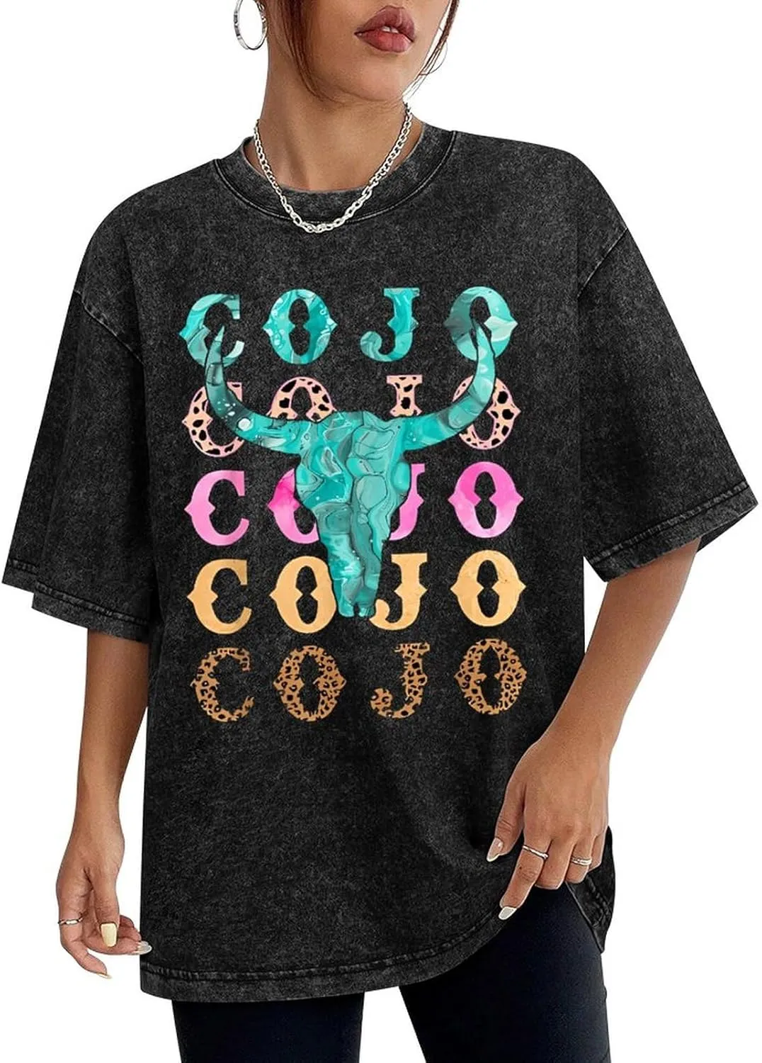 Moisture-Wicking Vintage Oversized Cotton T-Shirt Edgy Shirt Crew Neck Tees