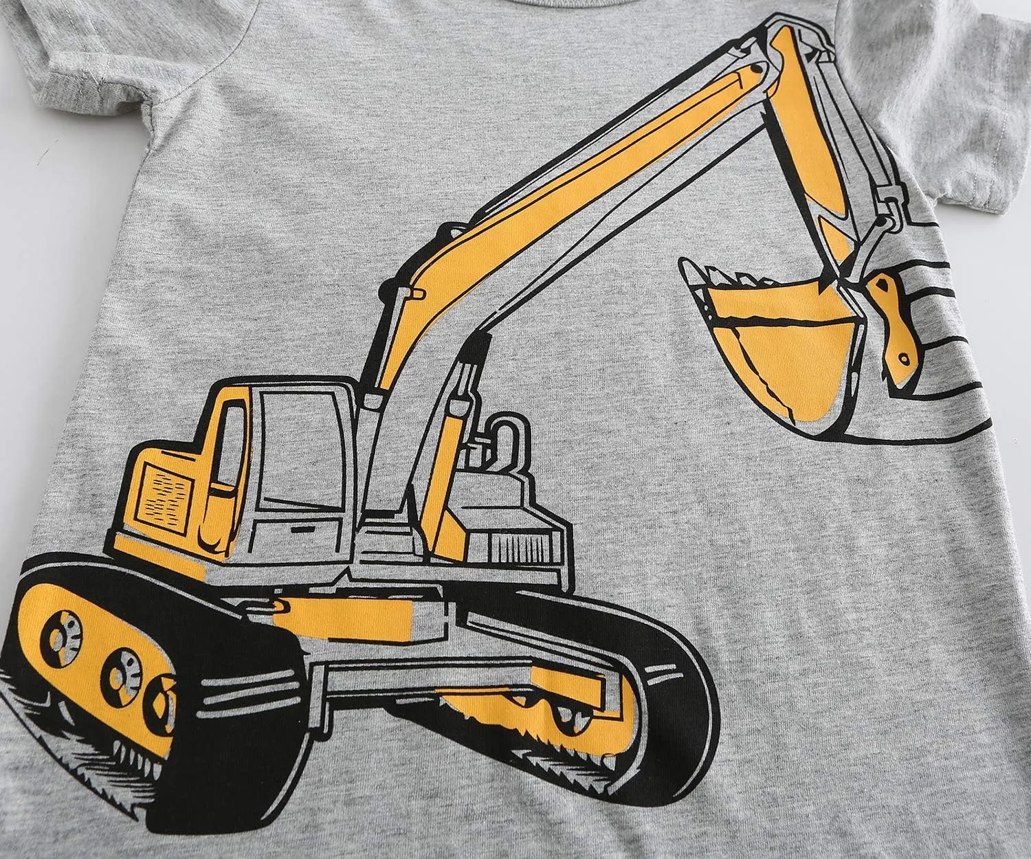 Moon Tree Boys Cotton Long Sleeve T Shirts Cartoon Shirt Crew Neck Tees Excavator 2 Pack