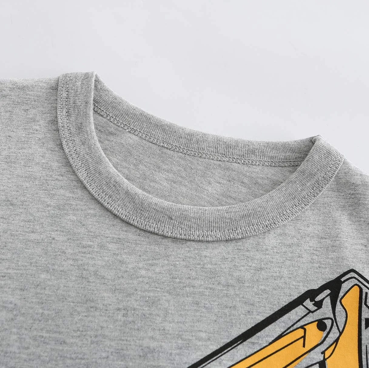 Moon Tree Boys Cotton Long Sleeve T Shirts Cartoon Shirt Crew Neck Tees Excavator 2 Pack