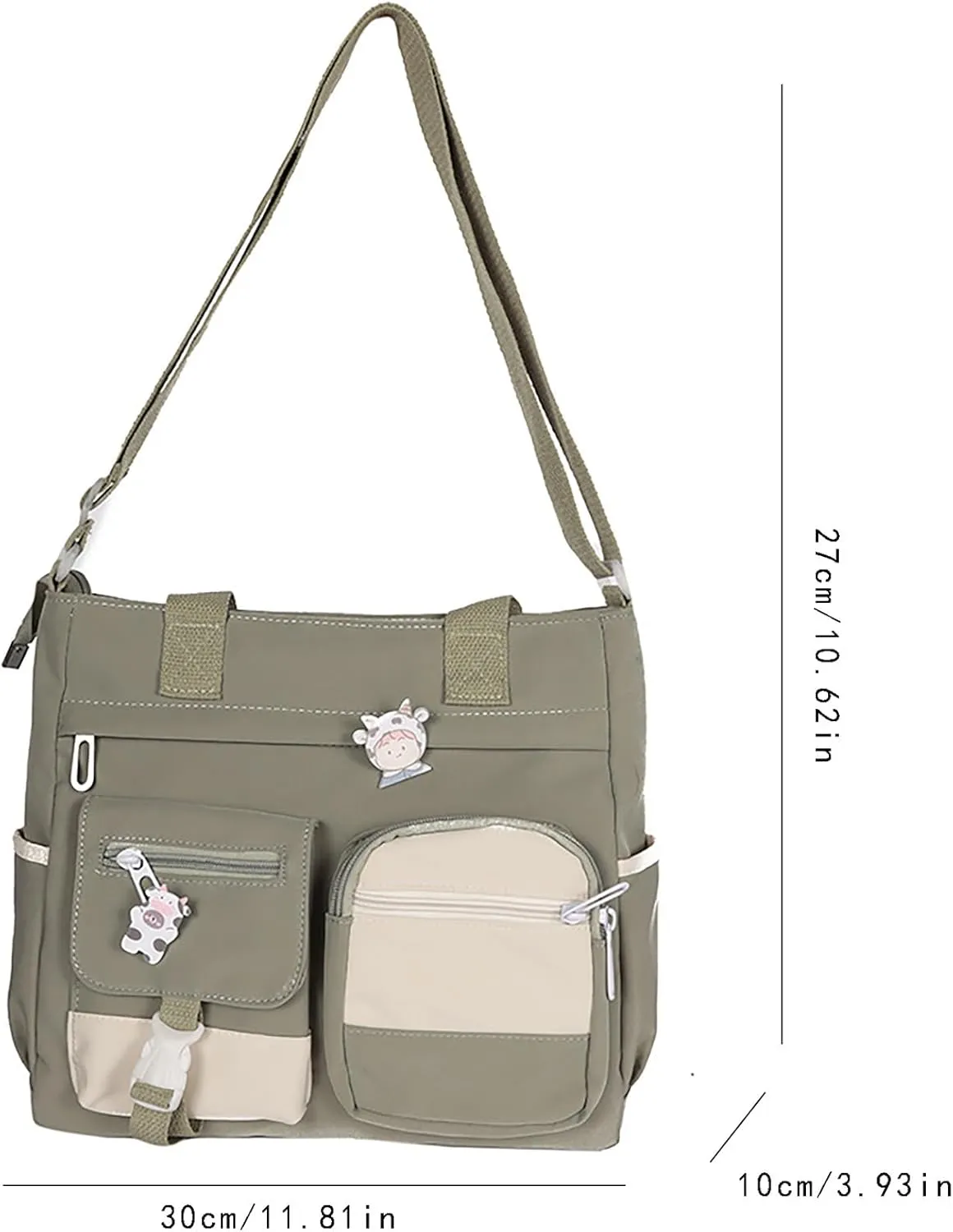 Multi Purpose Shoulder Bag Large Capacity Messenger Bag Student Girl CanvasBag Korean Fashion Casual (Purple, One Size)