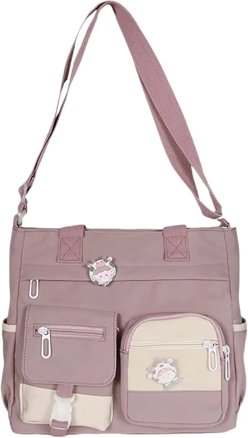 Multi Purpose Shoulder Bag Large Capacity Messenger Bag Student Girl CanvasBag Korean Fashion Casual (Purple, One Size)