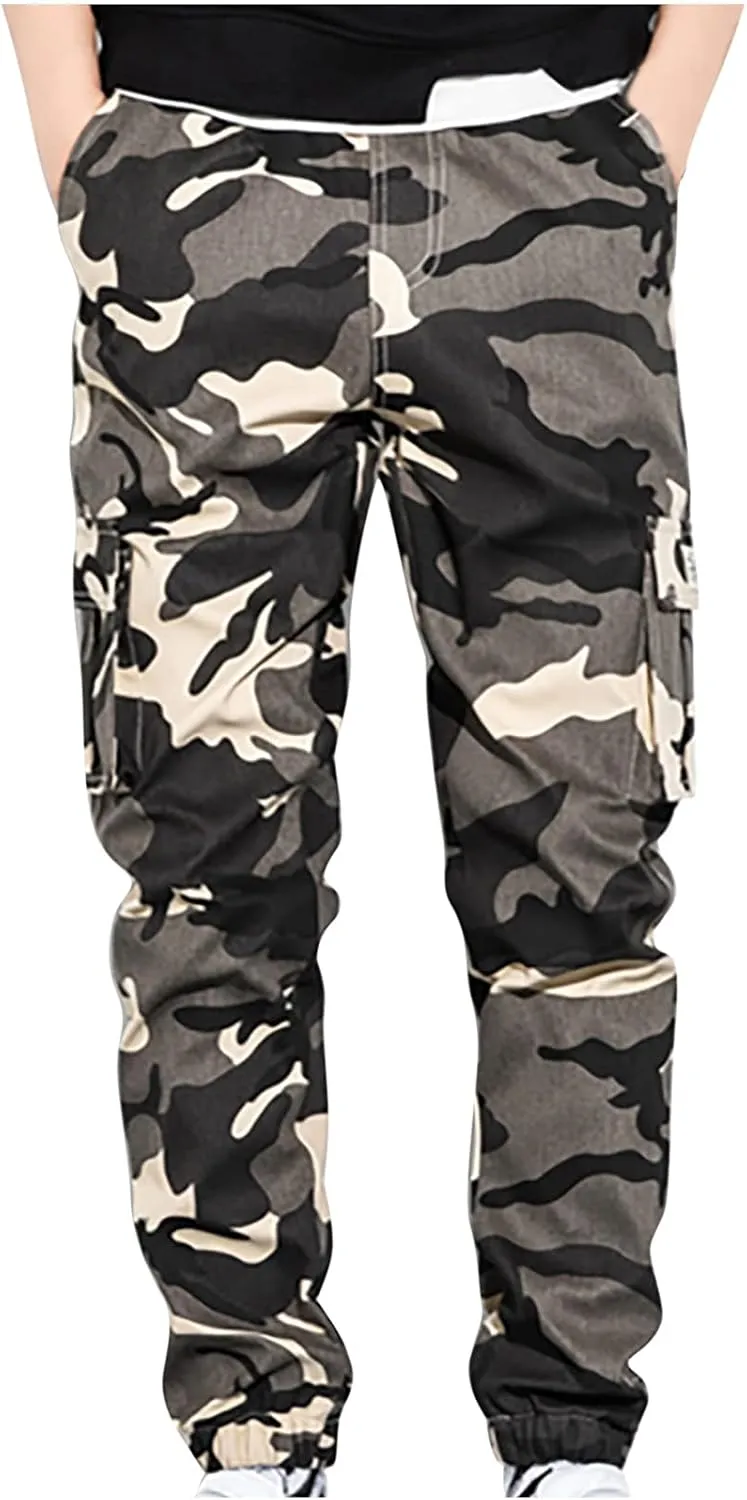 Muscularfit Camo Pants Men 2023 Regular Big and Tall Multi Pockets Camouflage Cargo Pants Casual Loose Work Utility Trousers